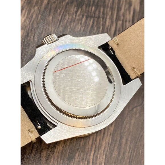 Custom Made GMT Style Watch Quartz Movement Black Dial Black Blue Bezel - Picture 8 of 11